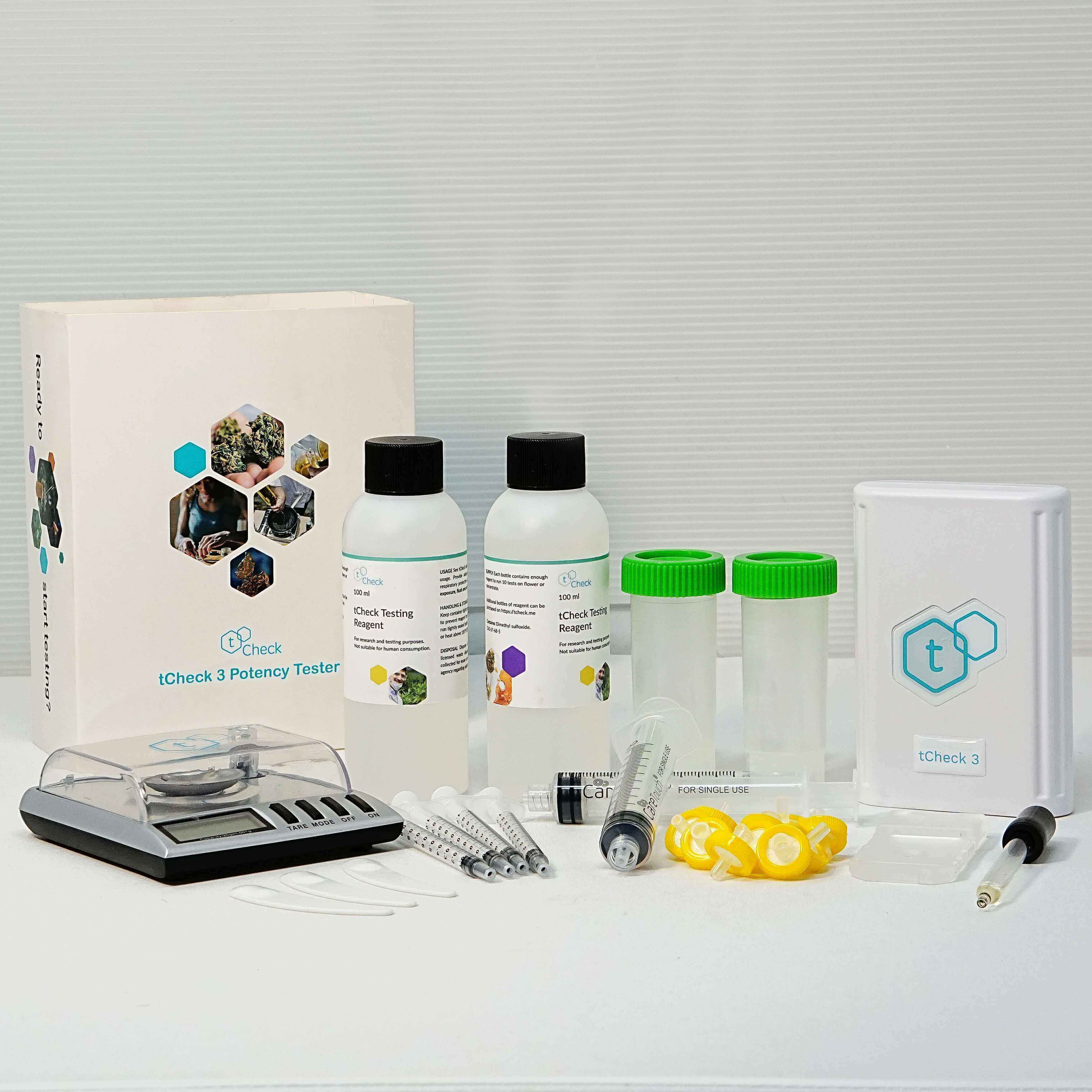 tCheck 3 THC Potency Tester with Flower Testing Expansion Kit | White