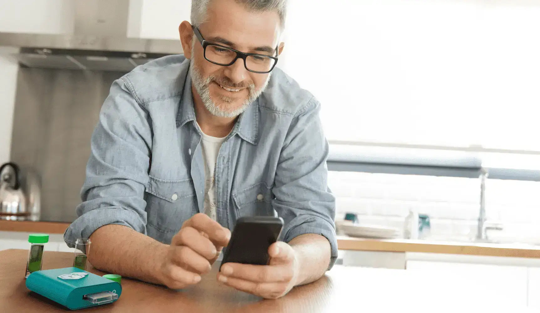Older man testing THC and CBD potency with tCheck