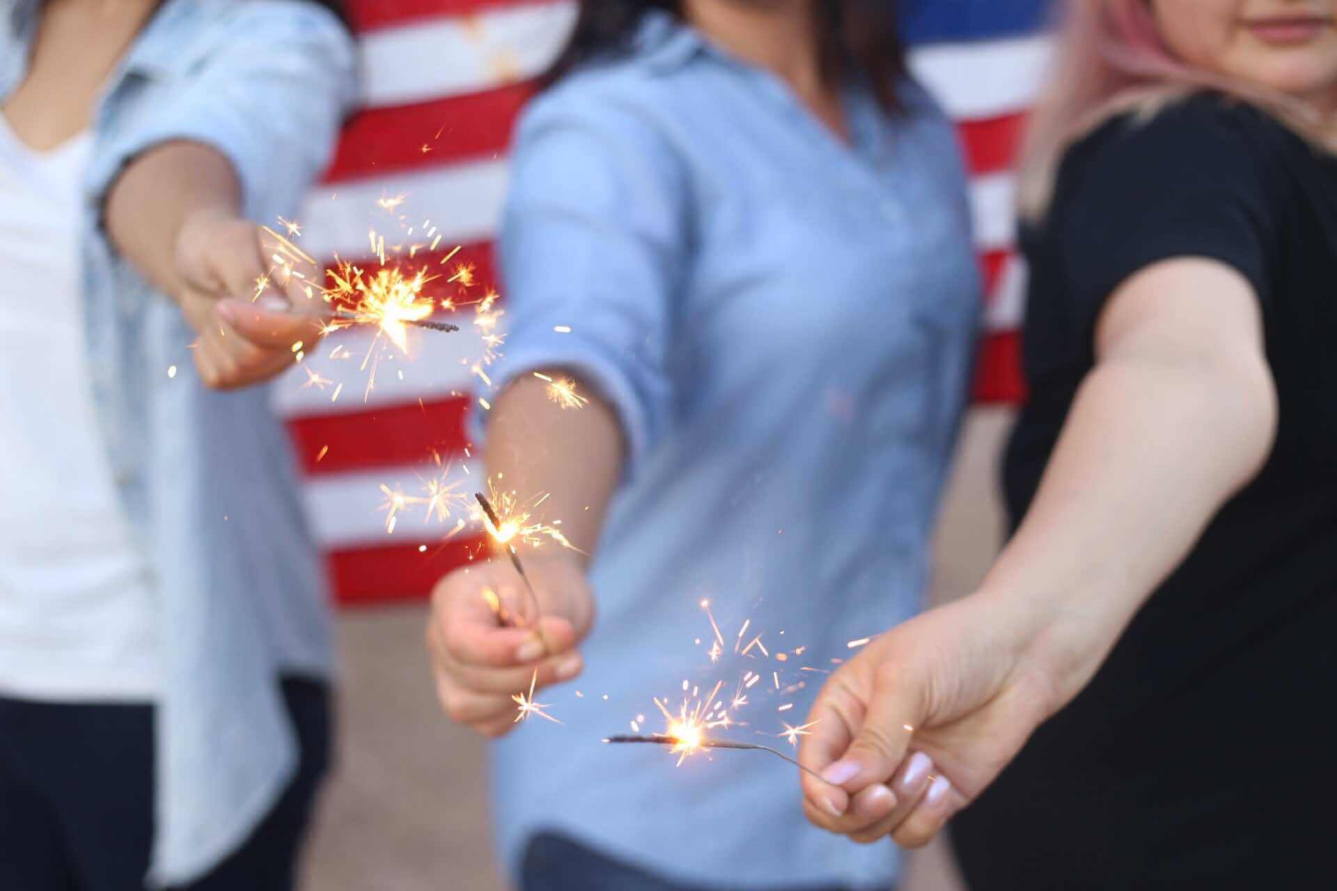 Friends enjoying cannabis and fireworks at 4th of July party