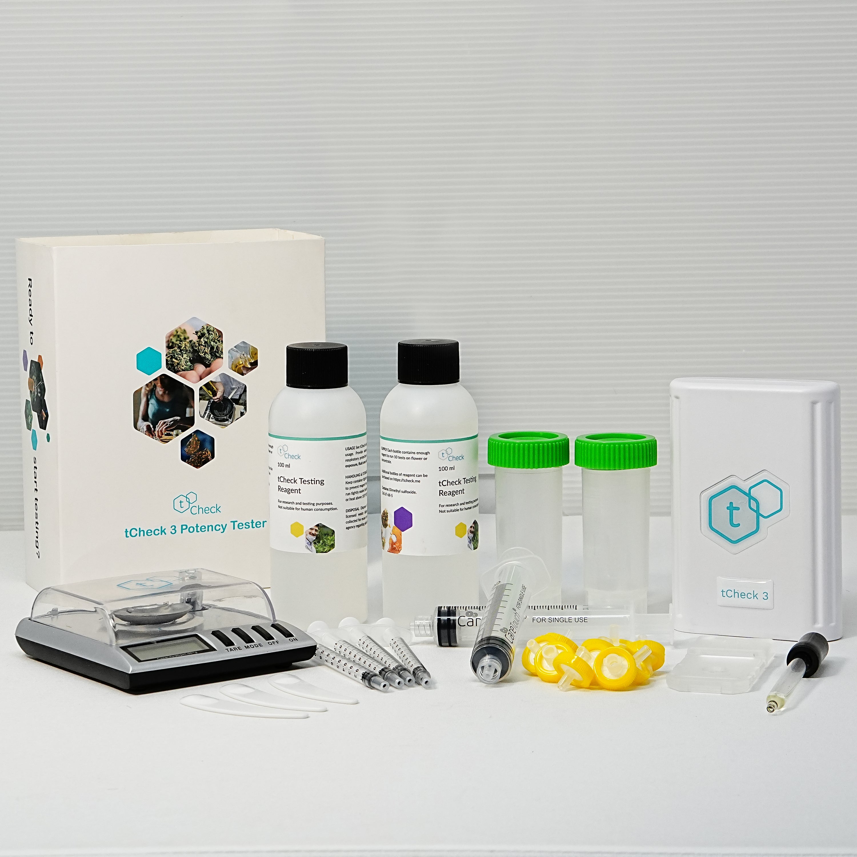 tCheck 3 THC Potency Tester with Flower Testing Expansion Kit | White